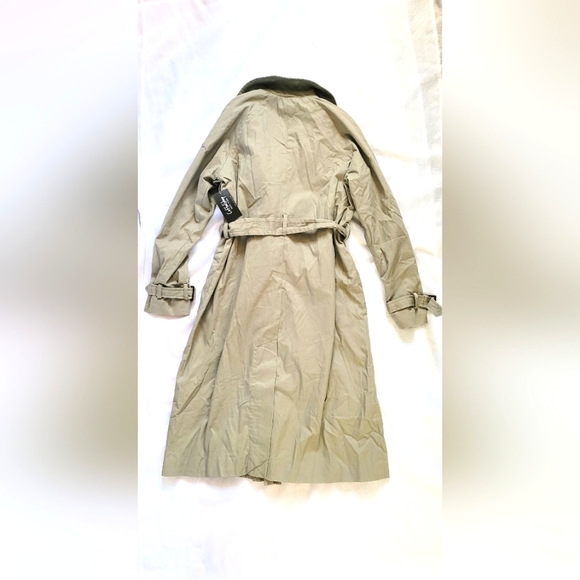 NWT! 100% Cotton Trench Coat Women's CoffeeShop Jacket Size Large New York NYC - Picture 8 of 9